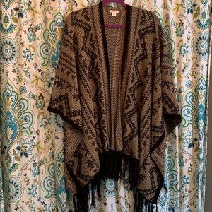 Brown and black poncho type sweater